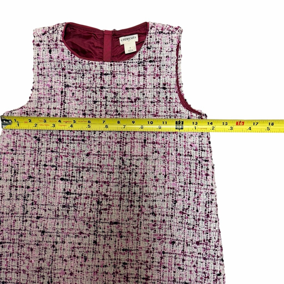 Crewcuts Girls Tweed Shift Dress Size 7 Burgundy Pink Sleeveless Lined - Picture 6 of 12